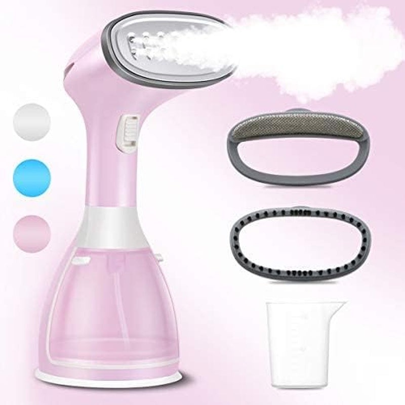 Steamer for Clothes Steamer Powerful Handheld Portable Travel Garment Steamer Fabric Wrinkle Remover 20S Fast Heat-Up 280Ml Large Detachable Water Tank Pink