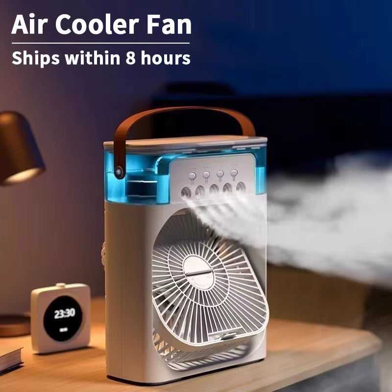New 3 in 1 Fan Air Conditioner Household Small Air Cooler LED Night Light Portable Humidifier Air Adjustment Fan Office Home Fan